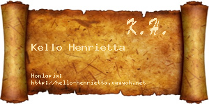 Kello Henrietta névjegykártya